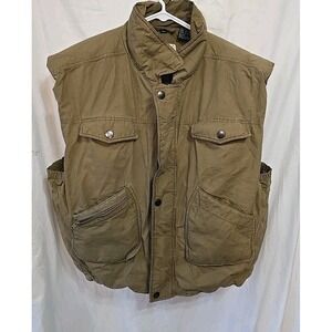 Trail Designs Down Puffer Vest Brown Tan Full-zip Pockets Men's Size‎ L Outdoor